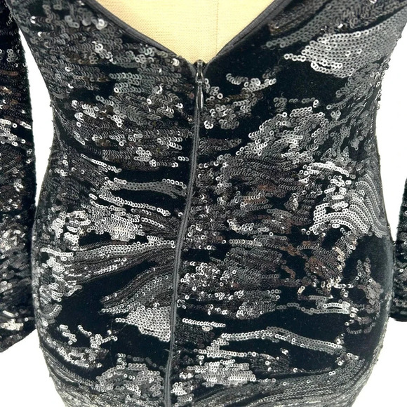 Dress the Population Lola Black Sequin Velvet Mini Bodycon Dress‎ Size Small - Picture 7 of 10